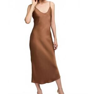NEW GENTLE FAWN isra satin slip dress in chestnut
